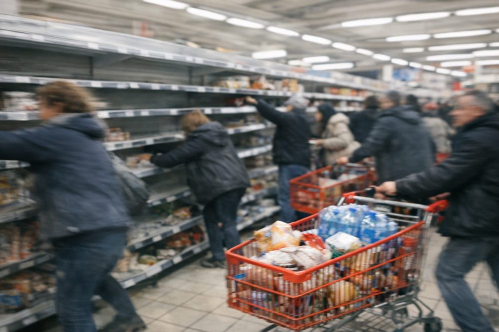 Ruee sur les magasins en periode de crise